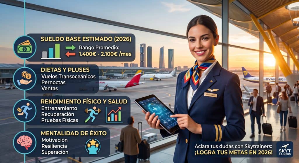¿Cuánto cobra una azafata de vuelo en España en 2026?